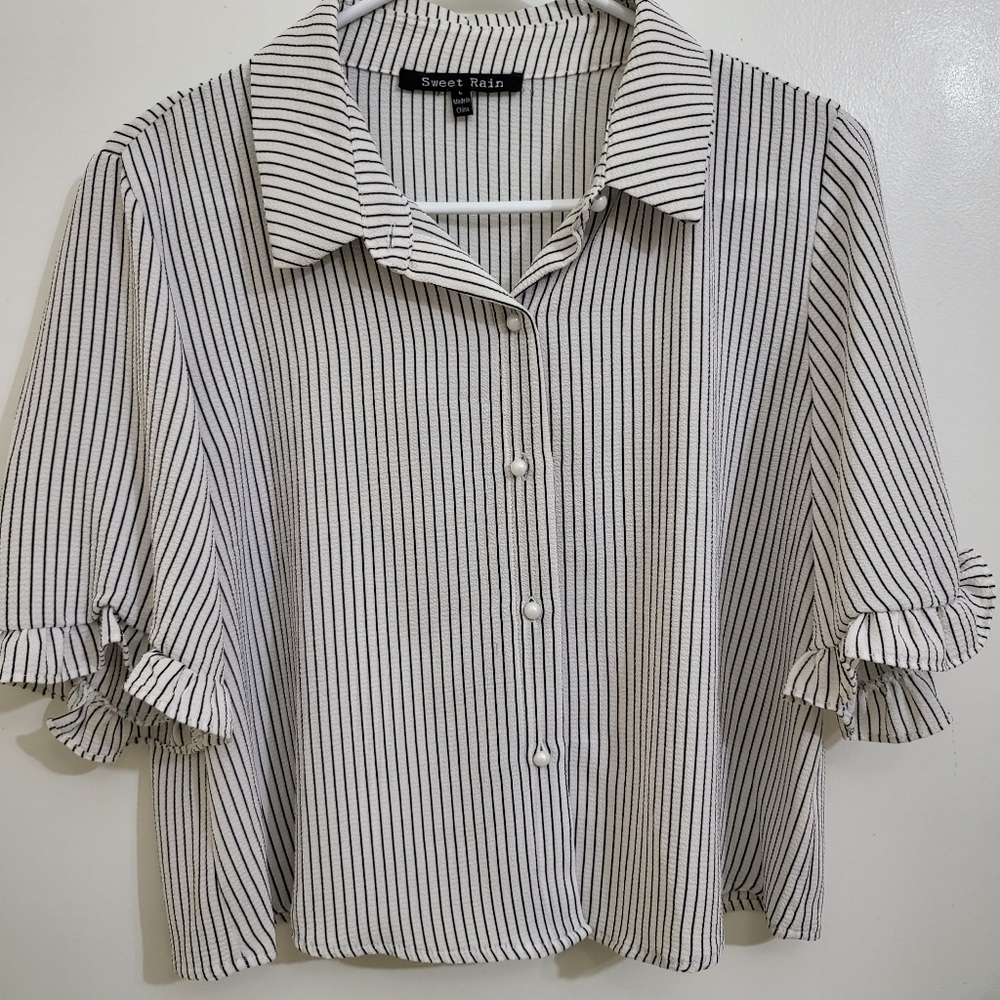 Stripe Button Up Blouse